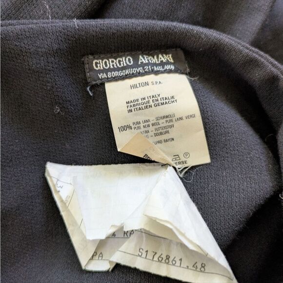 Giorgio Armani Vintage Wool Classic Black A-Line Wrap Maxi Skirt Size 48 - Picture 6 of 8